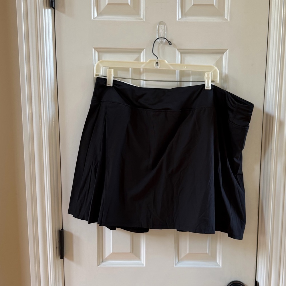 Black Athletic Skirt with Built-In Shorts